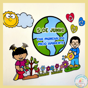 Painel Dia Mundial do Meio Ambiente Educação Infantil e Ensino Fundamental** O Painel Dia Mundial do Meio Ambiente é um recurso pedagógico ideal para trabalhar a conscientização ambiental com crianças da Educação Infantil e das séries iniciais do Ensino Fundamental de forma visual, educativa e criativa. Perfeito para decorar salas de aula, murais e espaços escolares, o material auxilia no desenvolvimento da consciência ambiental e torna os projetos sobre Meio Ambiente mais atrativos e significativos para os alunos. O arquivo já vai ampliado, facilitando a montagem do painel, e também acompanha vídeo tutorial para auxiliar no processo de montagem. Medidas do painel montado: • 1,3 metro de largura; • 90 cm de altura. Recomendação de impressão: • Papel com gramatura 180; • Cola de silicone líquida para melhor acabamento. Arquivo em PDF pronto para impressão.