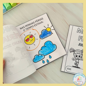 **Revistinha Minhas Férias – Atividade de Volta às Aulas para Educação Infantil e Alfabetização** A Revistinha Minhas Férias é um recurso pedagógico ideal para trabalhar a volta às aulas com crianças da Educação Infantil e fase de alfabetização. A proposta incentiva os alunos a registrarem os principais momentos das férias por meio de desenhos, escrita e atividades para colorir, estimulando a criatividade, a oralidade e a produção textual. O material pode ser utilizado após rodas de conversa sobre as férias, promovendo interação, compartilhamento de experiências e desenvolvimento das habilidades de leitura e escrita de forma lúdica e significativa. Benefícios da proposta: • Desenvolvimento da escrita e leitura; • Estímulo à criatividade; • Incentivo à produção textual; • Fortalecimento da memória; • Desenvolvimento da organização e sequenciamento; • Incentivo ao compartilhamento; • Aprimoramento das habilidades motoras; • Desenvolvimento da oralidade e autoexpressão; • Engajamento e diversão na volta às aulas. Arquivo em PDF pronto para impressão, com imagens para colorir.