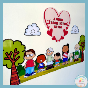 **Painel Dia da Família – Educação Infantil** O Painel Dia da Família é um recurso pedagógico ideal para trabalhar o tema família com crianças da Educação Infantil de forma acolhedora, afetiva e significativa. Perfeito para decorar salas de aula, murais e ambientes escolares em projetos e comemorações do Dia da Família. O material auxilia na valorização dos vínculos familiares e torna o ambiente escolar mais atrativo e temático para as atividades relacionadas à data comemorativa. O arquivo já vai ampliado, facilitando a montagem e a preparação da decoração escolar. Medidas do painel montado: • 1,4 metro de largura; • 80 cm de altura. Recomendação de impressão: • Papel com gramatura 180 para melhor resultado. Arquivo em PDF pronto para impressão.
